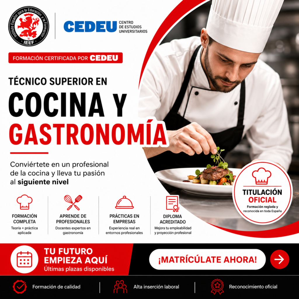 Título Certificado Cocina y Gastronomía